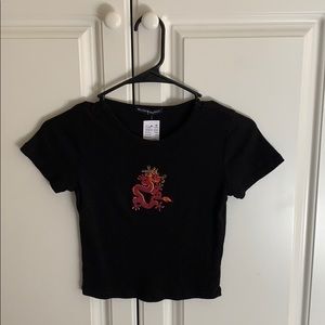 Crop Top with Dragon Embroidery